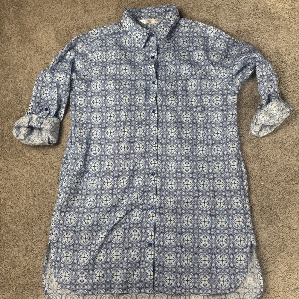 Alexander Del Rossa Women's S/M Button Up Quarter Sleeve Shirt Dress